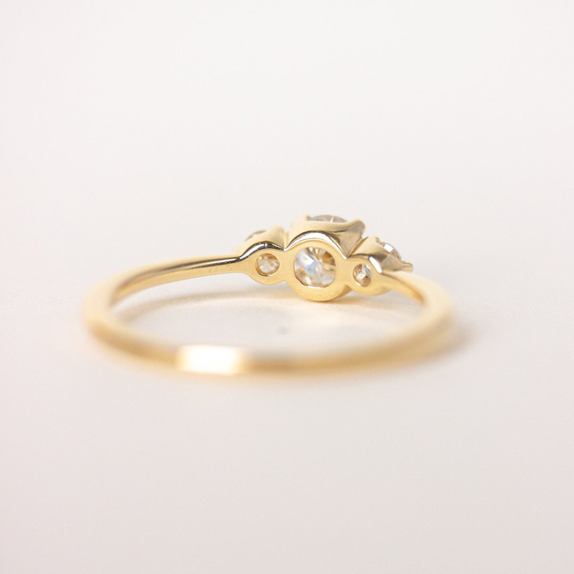 3 Stone Diamond Engagement Ring 14k Gold Minimalist Trilogy | Etsy