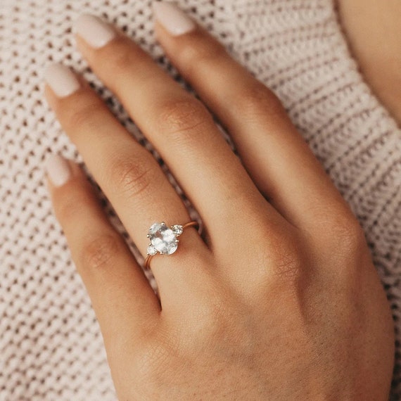 White Sapphire 18K White Gold Princess Ring – Elizabeth Jewellers