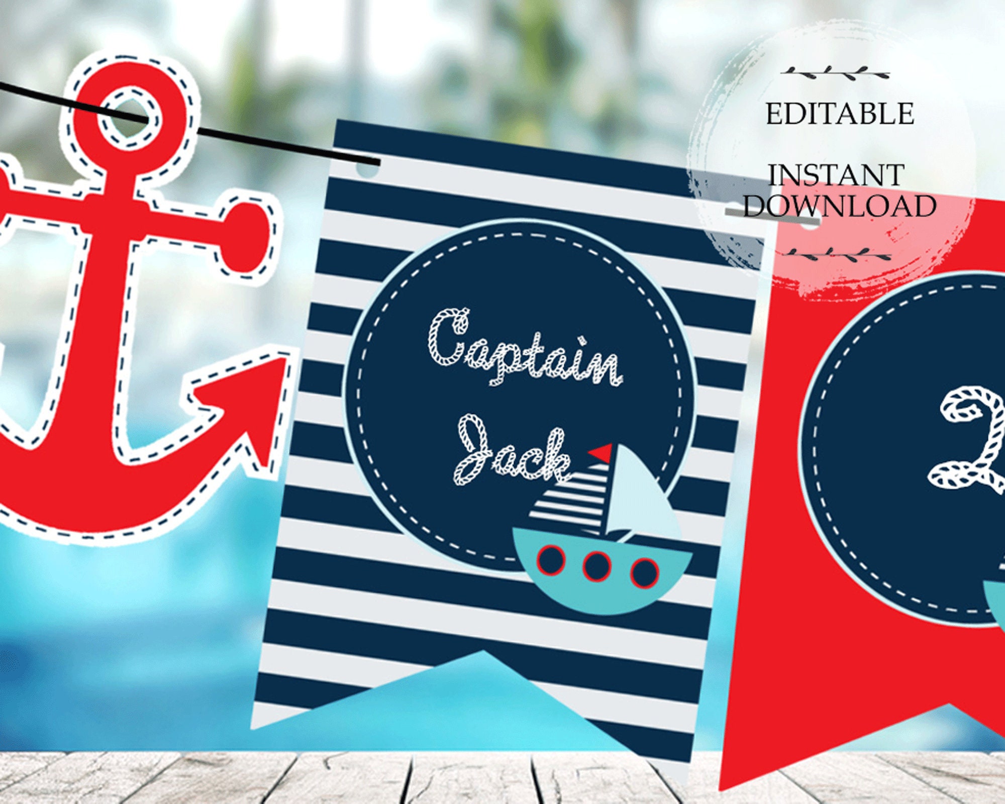 Editable Nautical Party Banner Nautical Printable Baby shower | Etsy