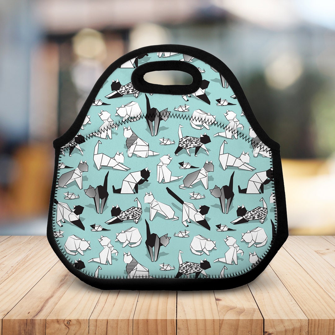cat print lunch bag