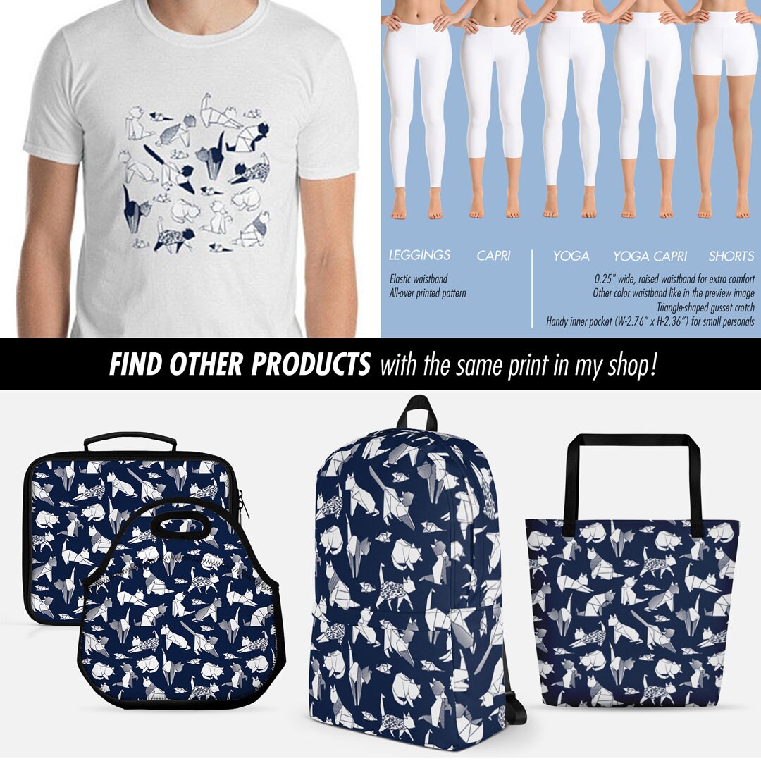 Origami cat print bag lunch tote bag cat lover gift kids etsy