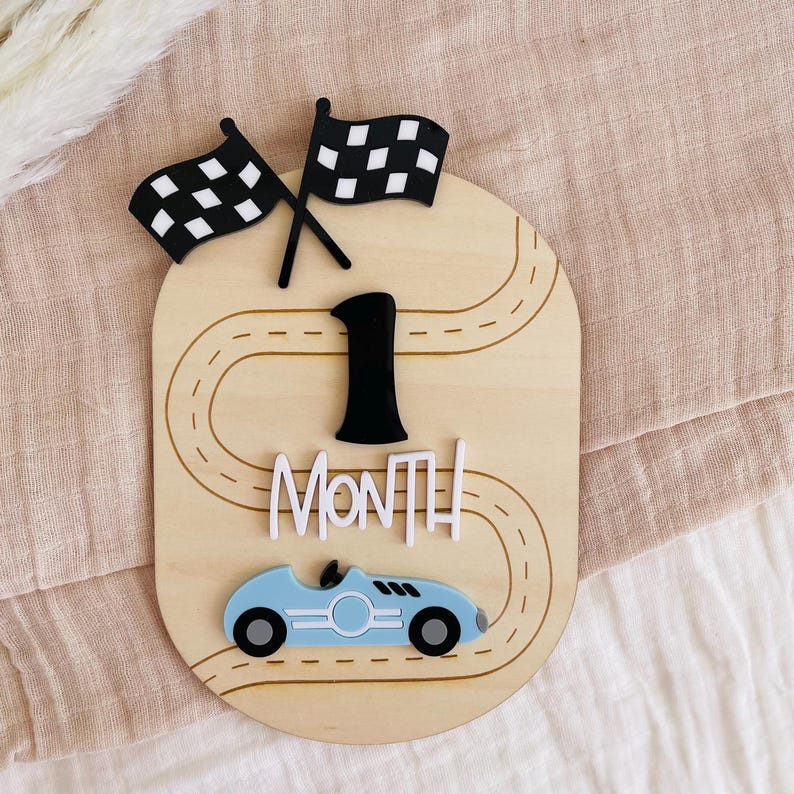 Race Car Baby Milestone Plaques: Newborn Photo Props - Etsy Australia