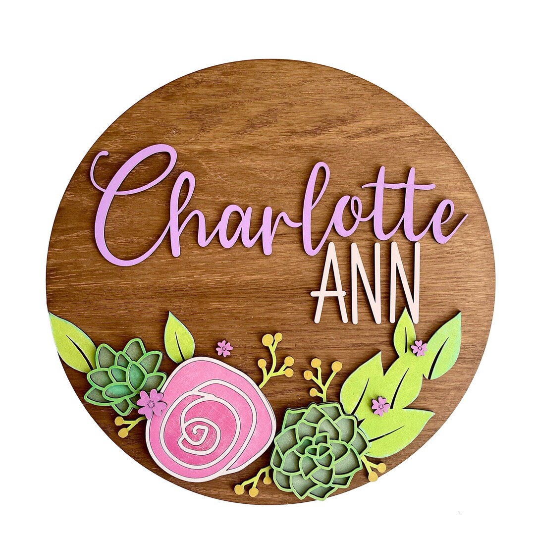 Personalised Floral Nursery Name Sign, Custom Secret Garden Nursery