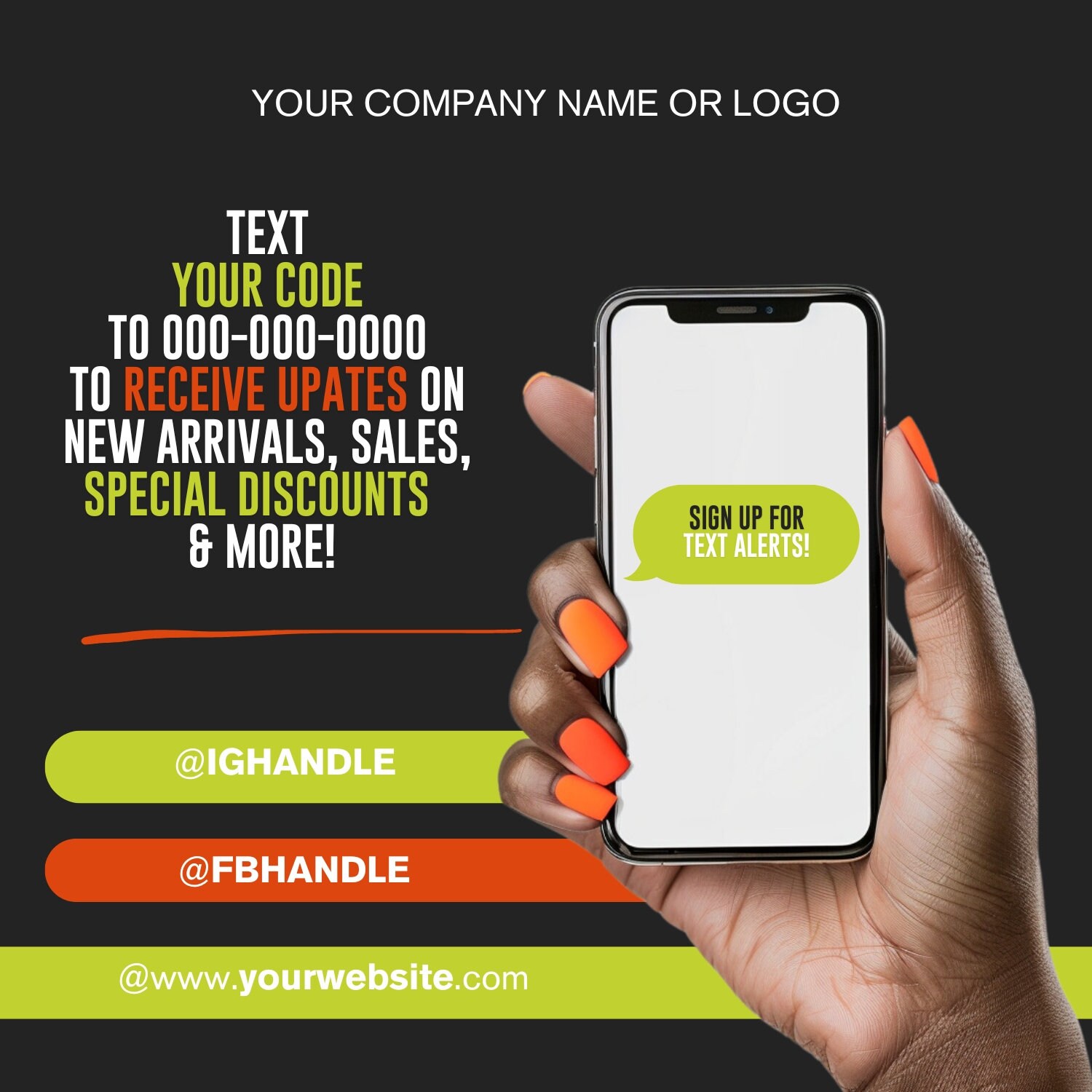 Text Alert Flyer Template, Editable Social Media Flyer, Boutique Flyer ...