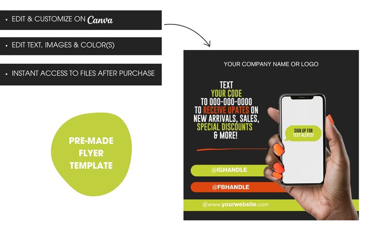 Text Alert Flyer Template, Editable Social Media Flyer, Boutique Flyer ...