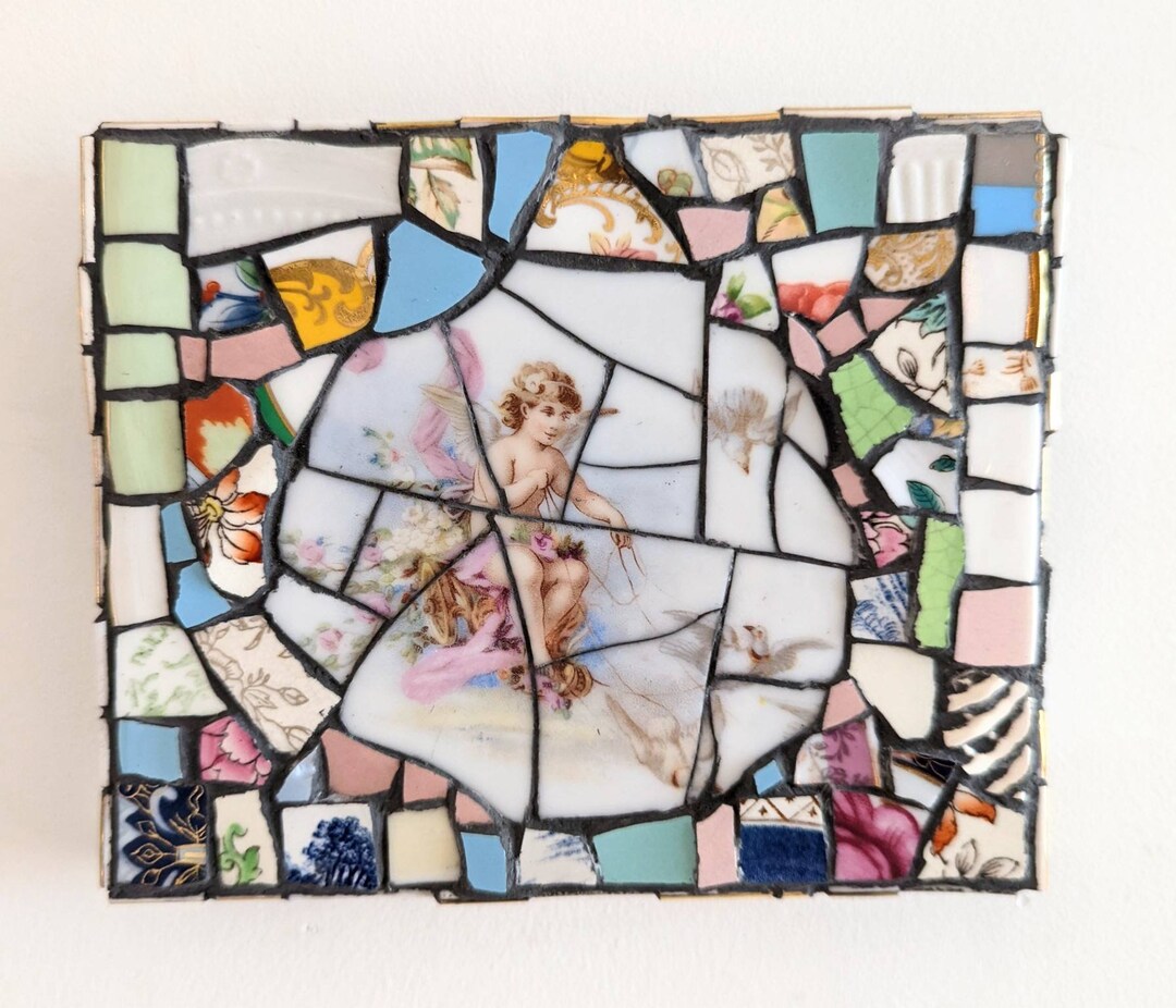 Cherub Fantasy Mosaic Picture White Pink Blue Fantasy Wall Art Etsy