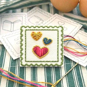 9 Stick & Stitch Designs, Retro Stamp Style, Rainy Day Activity, DIY Hand Embroidery, Personalized Apron, Reading Baking and Coffee Lover