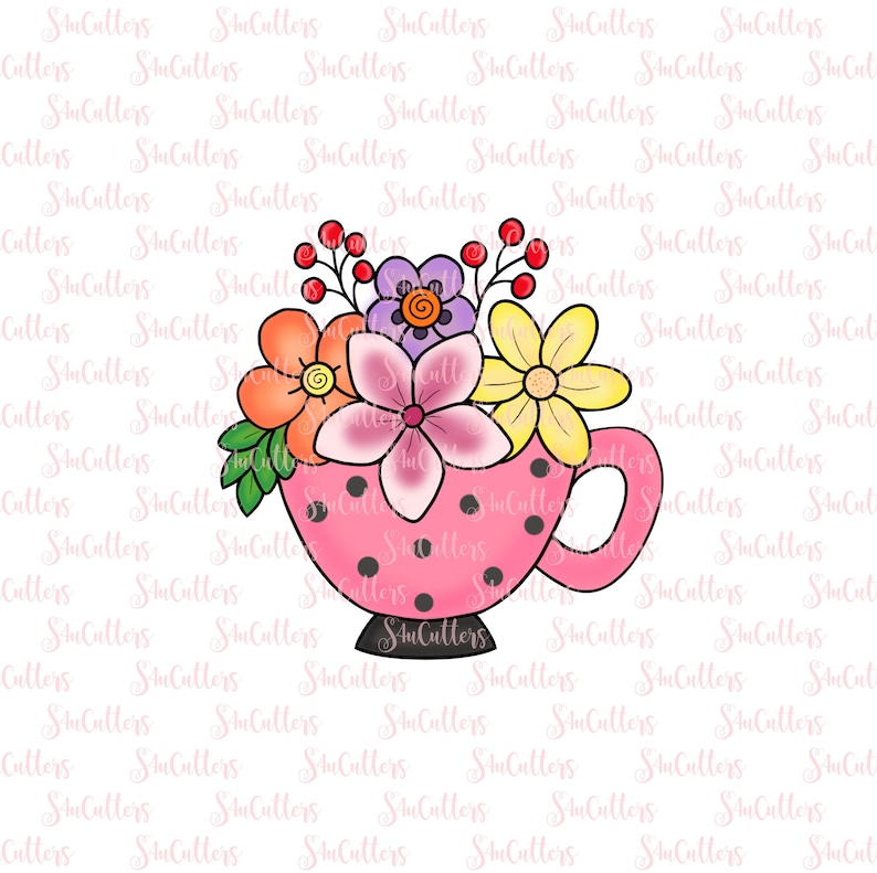 Cup of Flowers Cookie Cutter