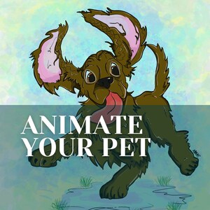 Animated Pet Commissons, ANIMATE YOUR PET, A4 or A3 Print, Wall art, Digital Painting, Unframed, Signed.
