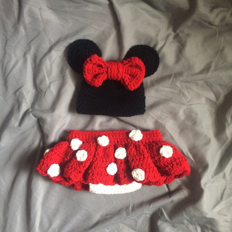 Minnie Mouse Inspired Baby Crochet Outfit Photo Prop