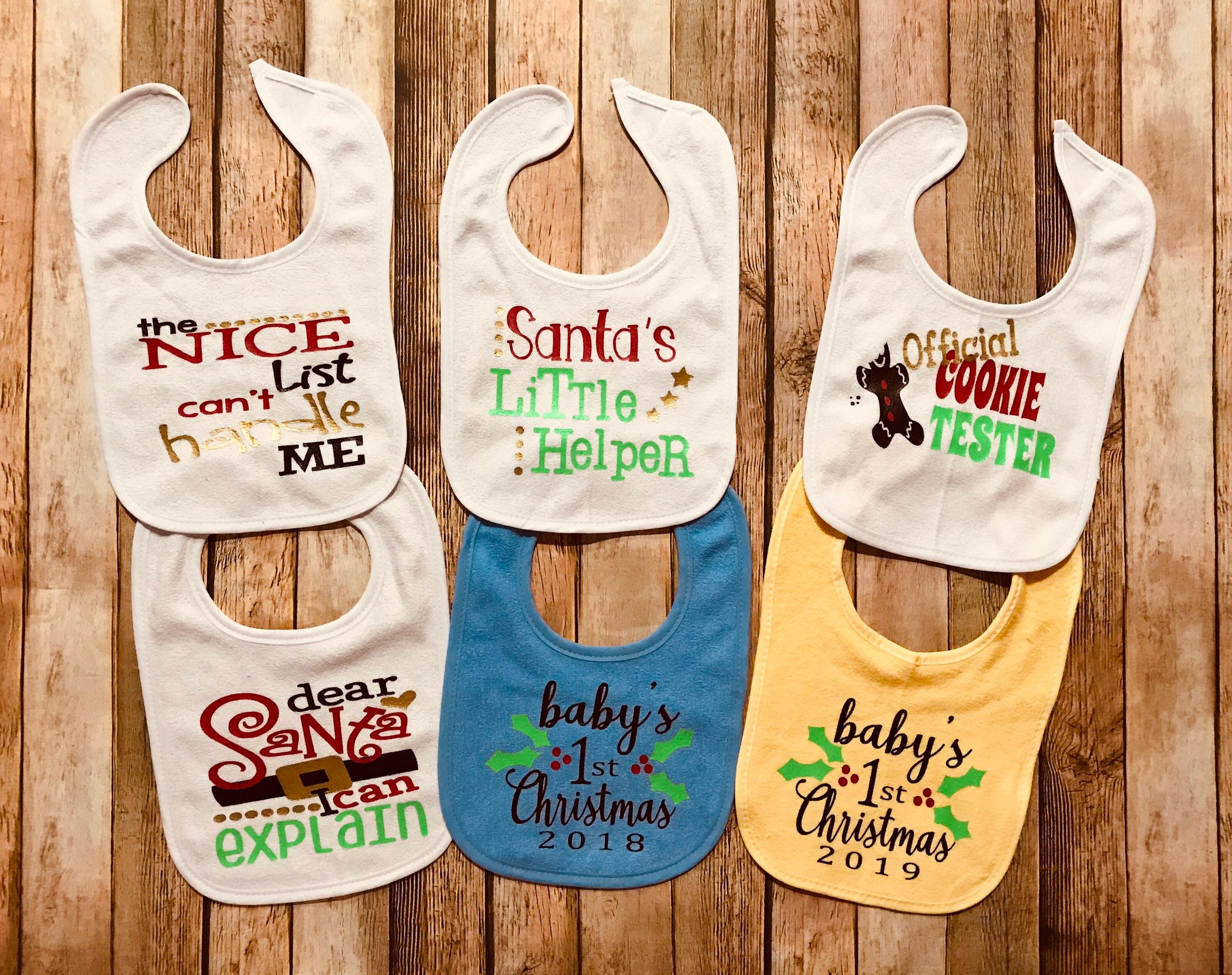 Christmas Baby Bibs Baby Bibs Holiday Themed Bibs First Etsy