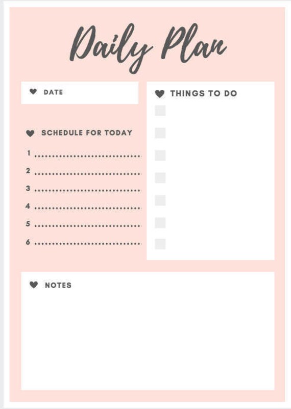 Items similar to Printable Daily Plan To Do List on Etsy