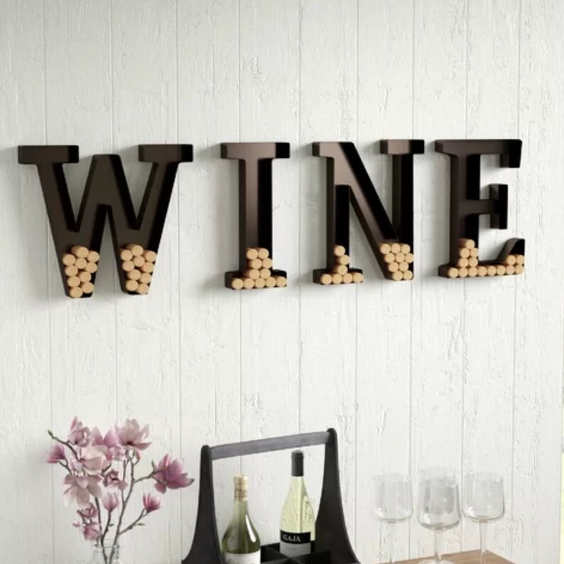 Monogram Metal Wine Letter Cork Holder All 4 Letters W I N E Etsy