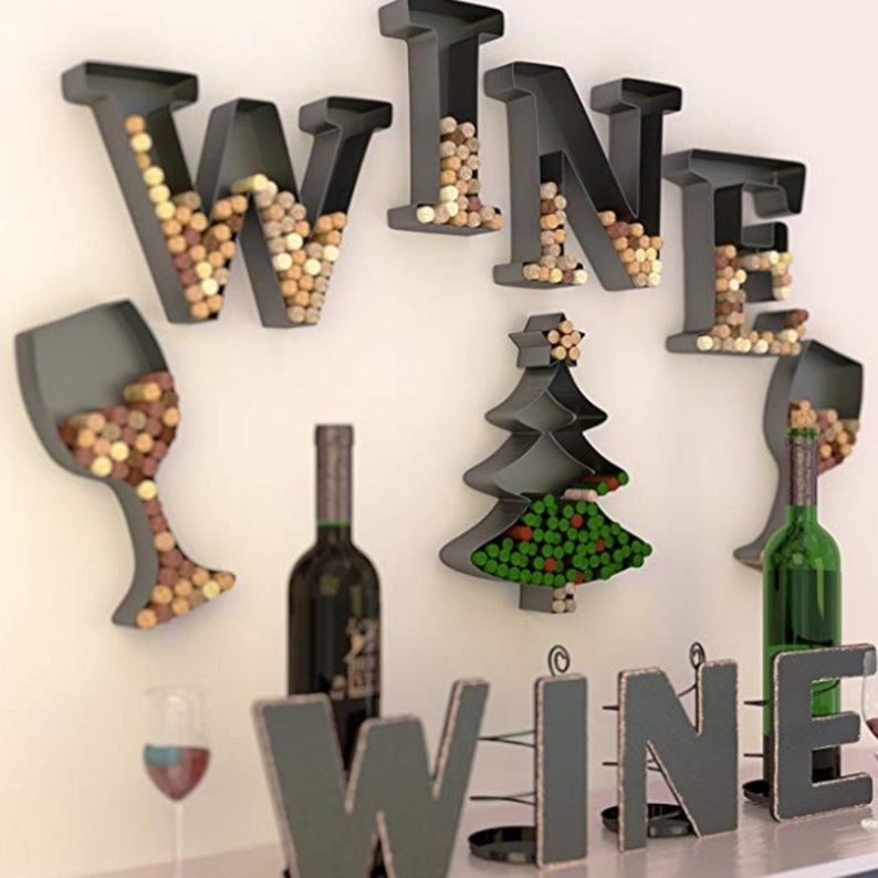 Monogram Metal Wine Letter Cork Holder All 4 Letters W I N E Etsy