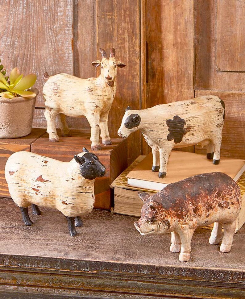 Farm Animal Sculptures Rustic Animal Sculptures Decor Etsy