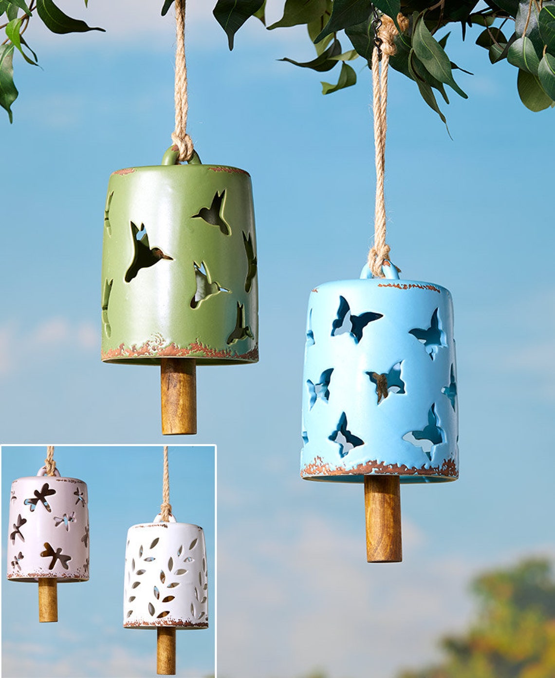 Ceramic Bells with Rope Hanger Bell Charm Outdoor Garden Etsy