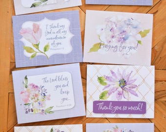 Purple Flower Scripture Greeting Cards