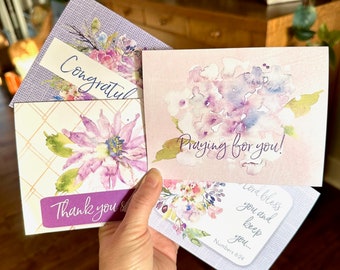 Purple Flower Scripture Greeting Cards