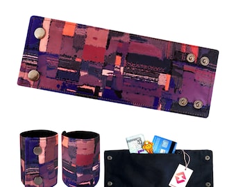 Portefeuille de poignet Redwood Bark Bracelet Cuff Bijoux Accessoire Arm Band Money Holder Hidden Pocket Purse Sport Wallet Mains Libres