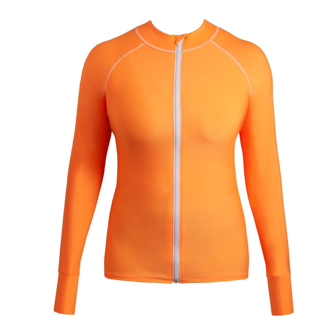 Women's Long Sleeve Rash Guard Swimsuit – UPF 50+ Sun Protection, Front Zipper, Quick-Dry For Surfing, Swimming & Beach