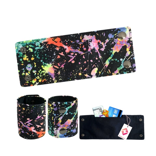 Wrist Wallet Paint Splash Bracelet Cuff Jewelry Accessory Arm Band Money Holder Hidden Pocket Purse Sport Wallet Hands Free