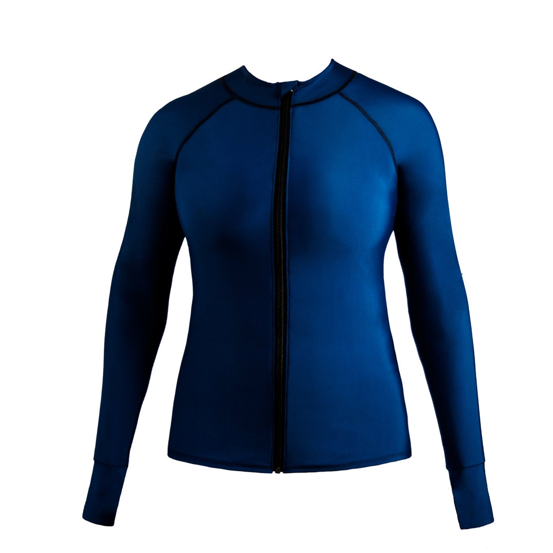 UPF 50, Rash Guard, Womens, Midnight Sky, Zipper, Surf Top, Long Sleeve