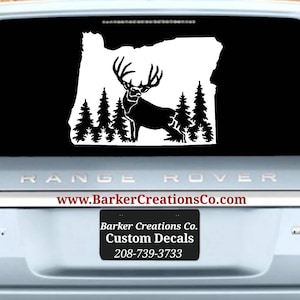 Oregon Decal Deer - Die Cut Exterior / Interior Vinyl Decal Sticker, Oregon Outdoors, OR, Bumper Sticker, Hunting, Various Colors & Sizes