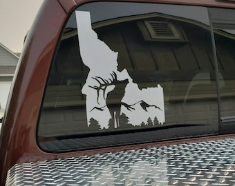 Idaho Elk Decal - Idaho Outdoors - ID Hunting 208 - Wildlife - Idaho Life Die Cut Laptop Vinyl Bumper Decal Sticker - Various Colors & Sizes