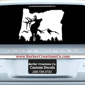 Oregon Decal Elk - Die Cut Exterior / Interior Vinyl Decal Sticker, Oregon Outdoors, OR Elk, Bumper Sticker, Hunting, Various Colors & Sizes