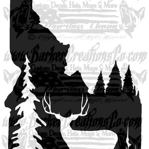 Idaho Deer Decal - Idaho Deer - ID Hunting - 208 - Die Cut Interior / Exterior Vinyl Sticker Vehicle Decal Window- Various Sizes & Colors