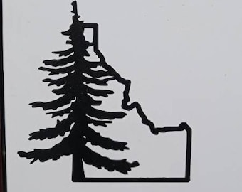 Idaho Pine Tree Decal - Idaho Decal - ID Tree Outline ID 208 - Die Cut Exterior/Interior Vinyl Bumper Decal Sticker Various Colors & Sizes