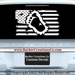 Sasquatch Bigfoot Flagge Fußabdruck Aufkleber - Sasquatch Aufkleber - Yeti - Bigfoot Flagge - Vinyl Auto Aufkleber Aufkleber - Verschiedene Farben & Größen