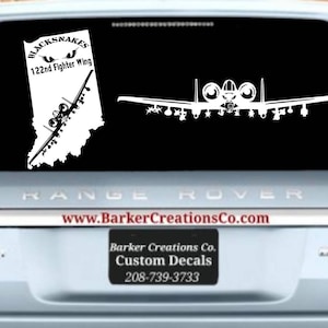A-10 A 10 122nd Blacksnakes USAF Thunderbolt II BRRRT Warthog Plane - Indiana or A10 - Die Cut Vinyl Decals Sticker Various Colors & Sizes