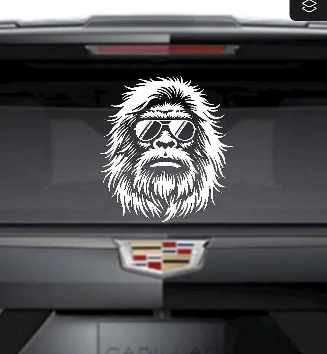 Sasquatch Sunglasses Decal - Sasquatch Sticker - Yeti - Bigfoot Shades - Vinyl Bumper Decal Sticker - Various Colors & Sizes