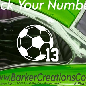 Soccer Ball Number Decal | Personalize Sticker | Gift Sticker | Custom Sport Decal | Various Colors & Sizes | BCC