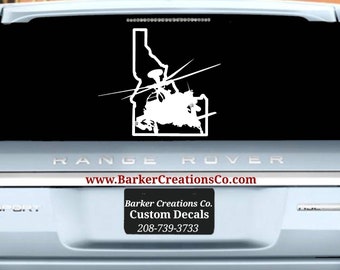 Idaho Decal Apache Helicopter - ID - Die Cut Exterior / Interior Vinyl Decal Sticker, Idaho Army, Bumper Sticker, ID Various Colors & Sizes