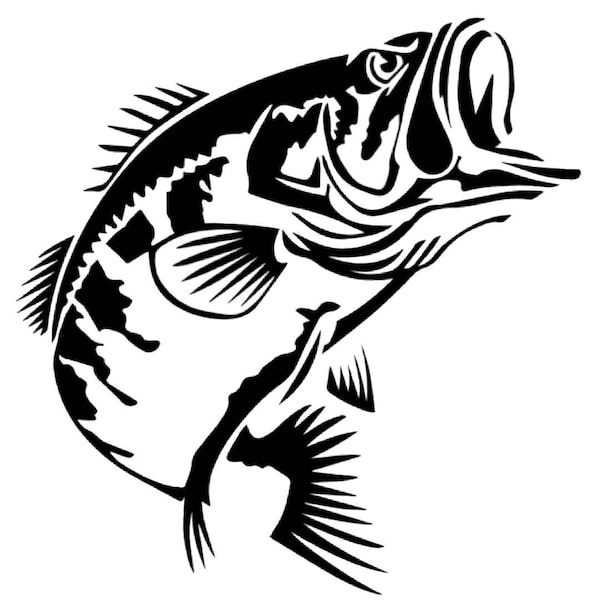 Bass Jumping Decal | Bass Fishing | Fish | Largemouth |  Exterior / Interior Vinyl Decal Bumper Sticker - Various Colors & Sizes