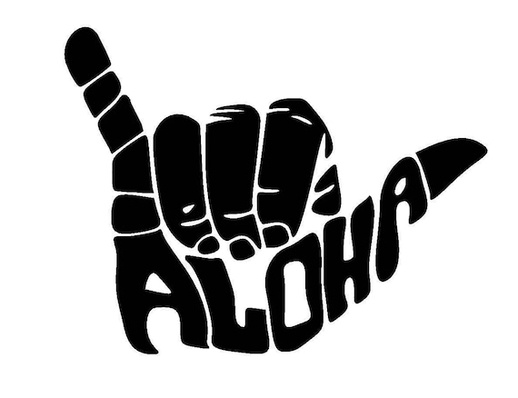 HI Hawaiian Hand Symbol - Hang Ten - Aloha Decal - Vinyl Interior