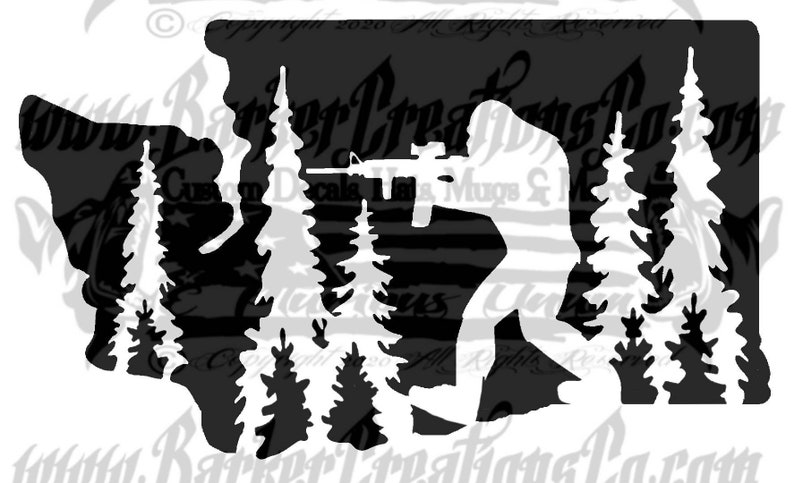 Die Cut Laptop Vinyl Bumper Decal Sticker Gun  WA Outdoors WA Various Colors /& Sizes Bigfoot Wildlife Washington Sasquatch Decal