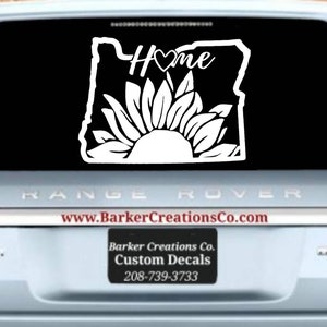 Oregon Sunflower Decal - Flower - Die Cut Exterior /Interior Vinyl Decal Sticker, Oregon Outdoors, OR Bumper Sticker, Various Colors & Sizes