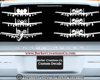 A-10 A10 A10 Decal USAF Thunderbolt II BRRRT Warthog Plane Die Cut Decal Window Vinyl, Decals, Car Sticker, 5 Styles -Various Colors & Sizes