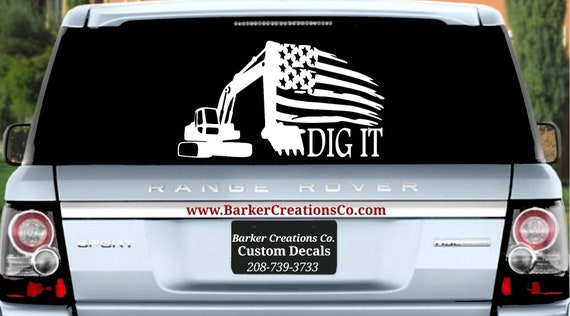 Track Hoe Excavator Construction Car or Truck Window Laptop Decal Sticker