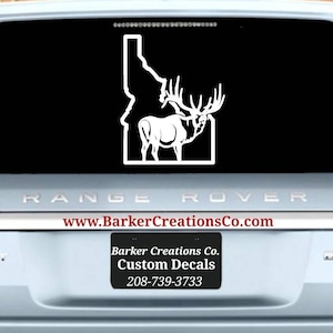 Idaho Decal Elk Outline - Idaho Outdoors - 208 -ID Hunting - Bull Elk -Die Cut Exterior/Interior Vinyl Bumper Sticker Various Colors & Sizes