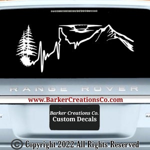 Idaho Heartbeat Mountains Sunset - ID Heartbeat - 208 Vinyl - Vinyl Decal Bumper Sticker - Idaho - Various Colors & Sizes
