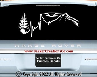 Idaho Heartbeat Mountains Sunset - ID Heartbeat - 208 Vinyl - Vinyl Decal Bumper Sticker - Idaho - Various Colors & Sizes