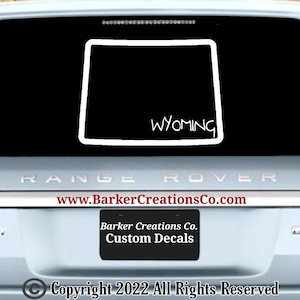 Wyoming State Decal - Wyoming - Die Cut Exterior/Interior Vinyl Bumper Decal Sticker - Various Colors & Sizes