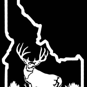 Idaho Deer - Idaho Muley Deer - ID Outdoor - Wildlife - Hunting - Outline Vinyl Exterior / Interior Decal Sticker - Various Colors & Sizes