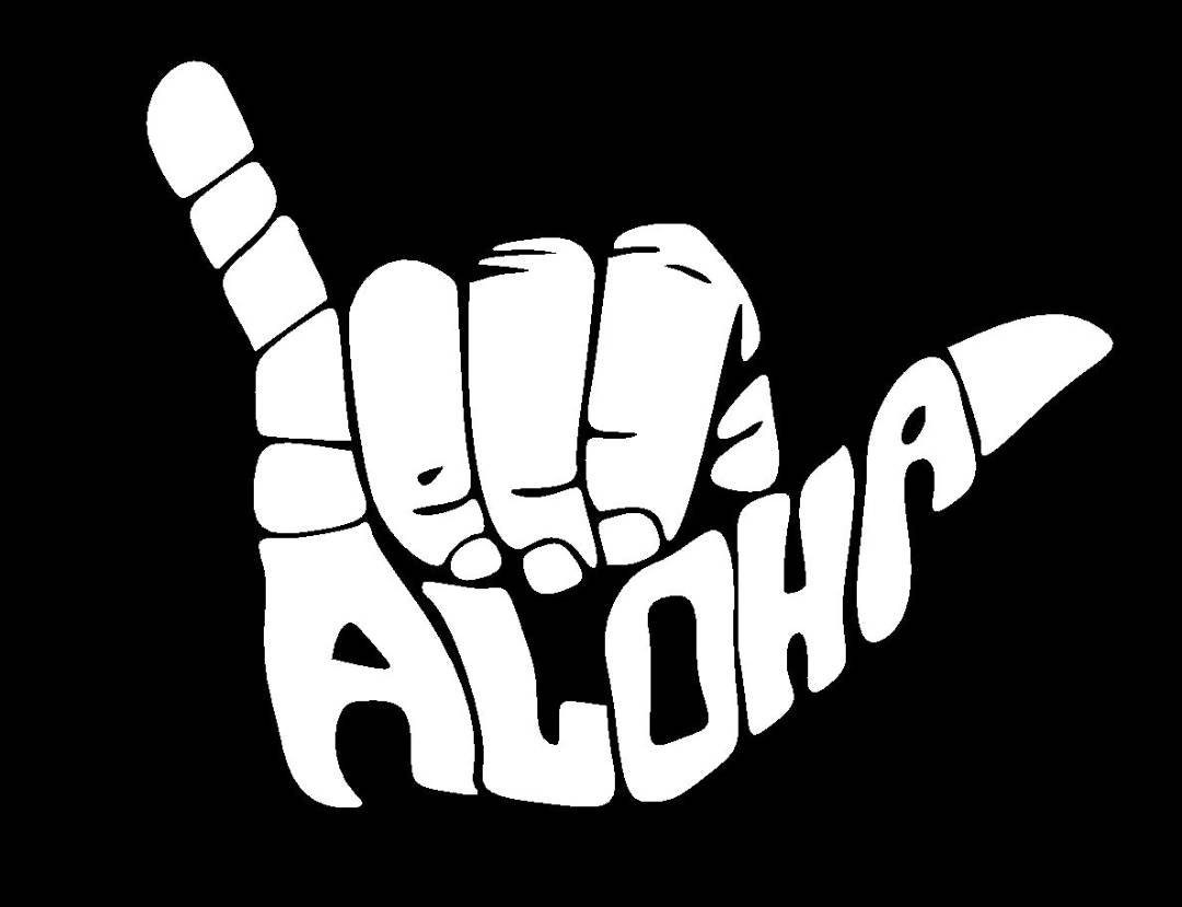 【くろ】aloha(hand) ・手書きデイジーPIN HI Hawaiian Hand Symbol - Hang Ten - Aloha Decal - Vinyl Interior
