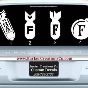 F-Bomb F Bomb Bomber A-Bomb - 4 Styles - Die Cut Exterior/Interior Vinyl Bumper Decal Sticker - Various Colors & Sizes