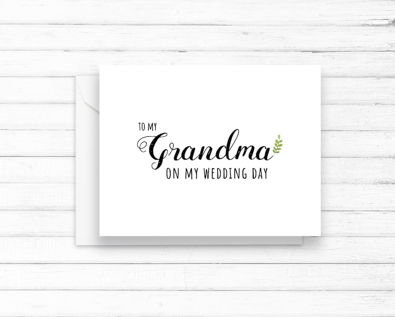 instant download in PDF for cheap DIY gift of thanks To My Grandma on Our Wedding Day Printable Greeting Card